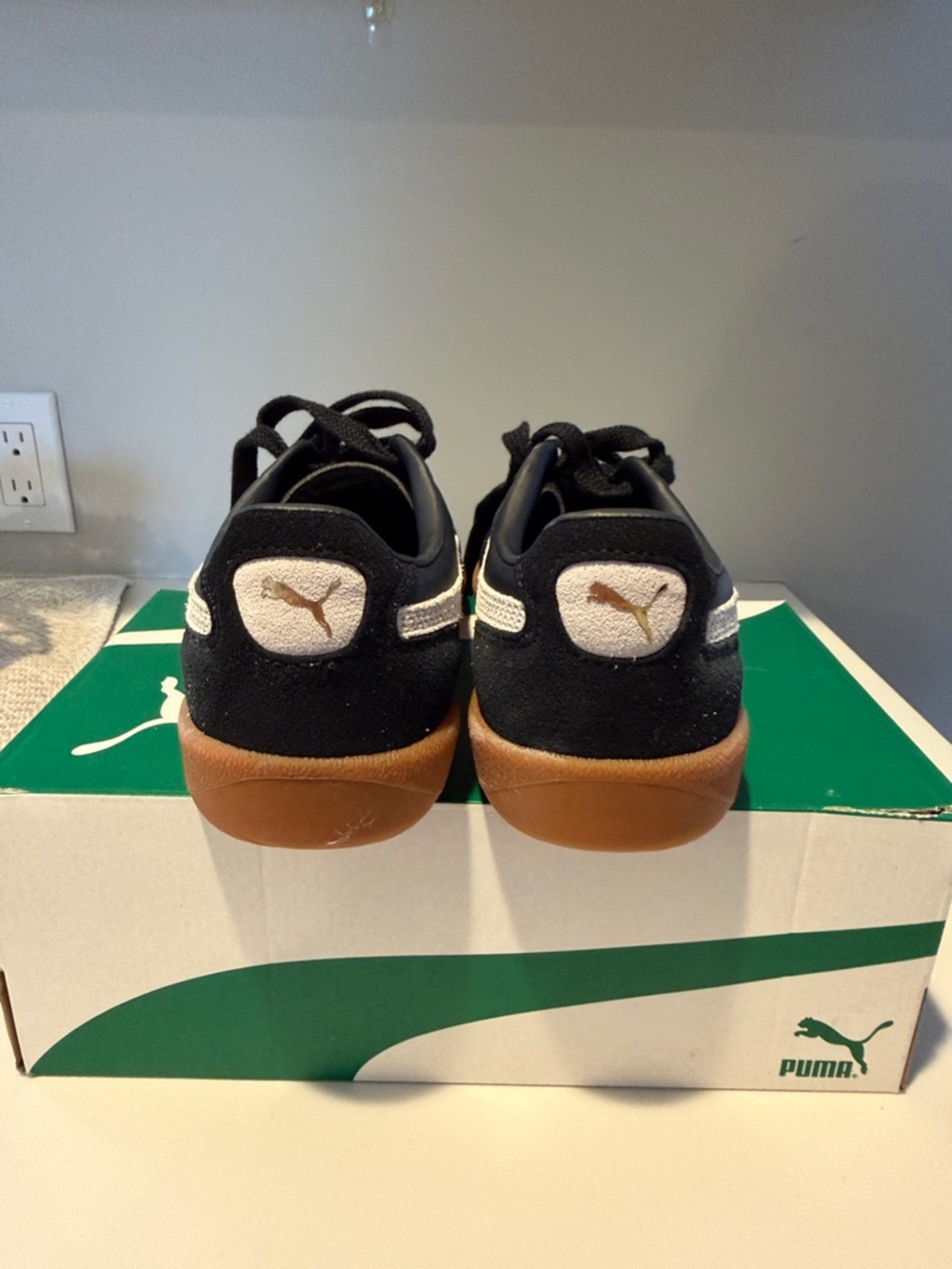 Puma Palermo Black with White Stripe and Gum Sole - Picture 5 of 9